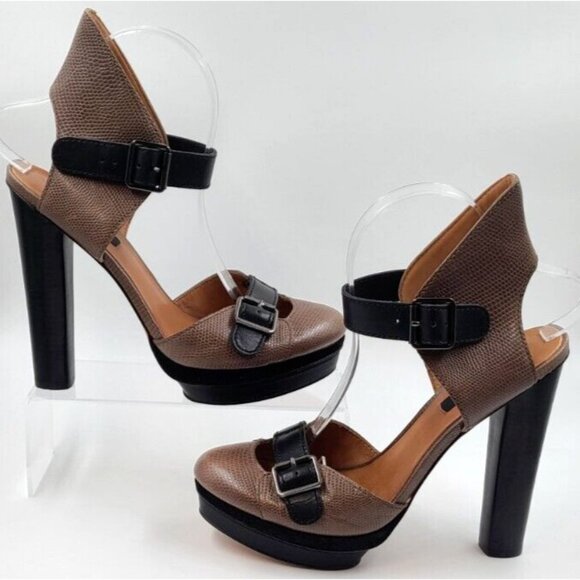 Ann Taylor Lilia Platform High Heels Pumps Buckle Ankle Strap Women's Size 9M - Picture 6 of 12